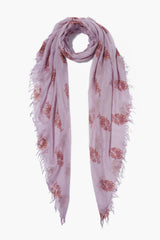 Orchid Hush Hibiscus Floral Cashmere and Silk Scarf