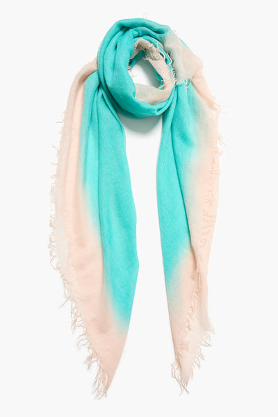 Cashmere and Silk Scarf Turquoise Burnout