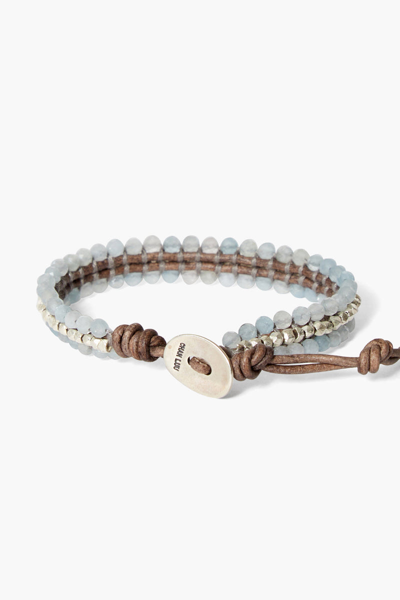Koa Cuff Wrap Bracelet Aquamarine