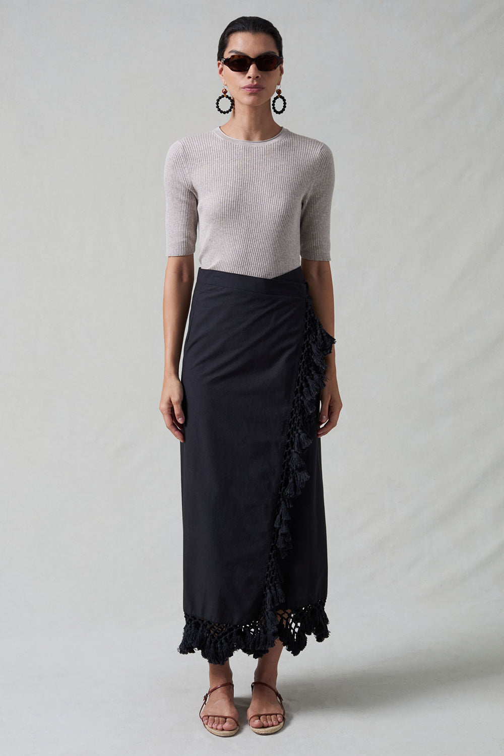 Capri Crocheted Wrap Skirt Caviar – Chan Luu