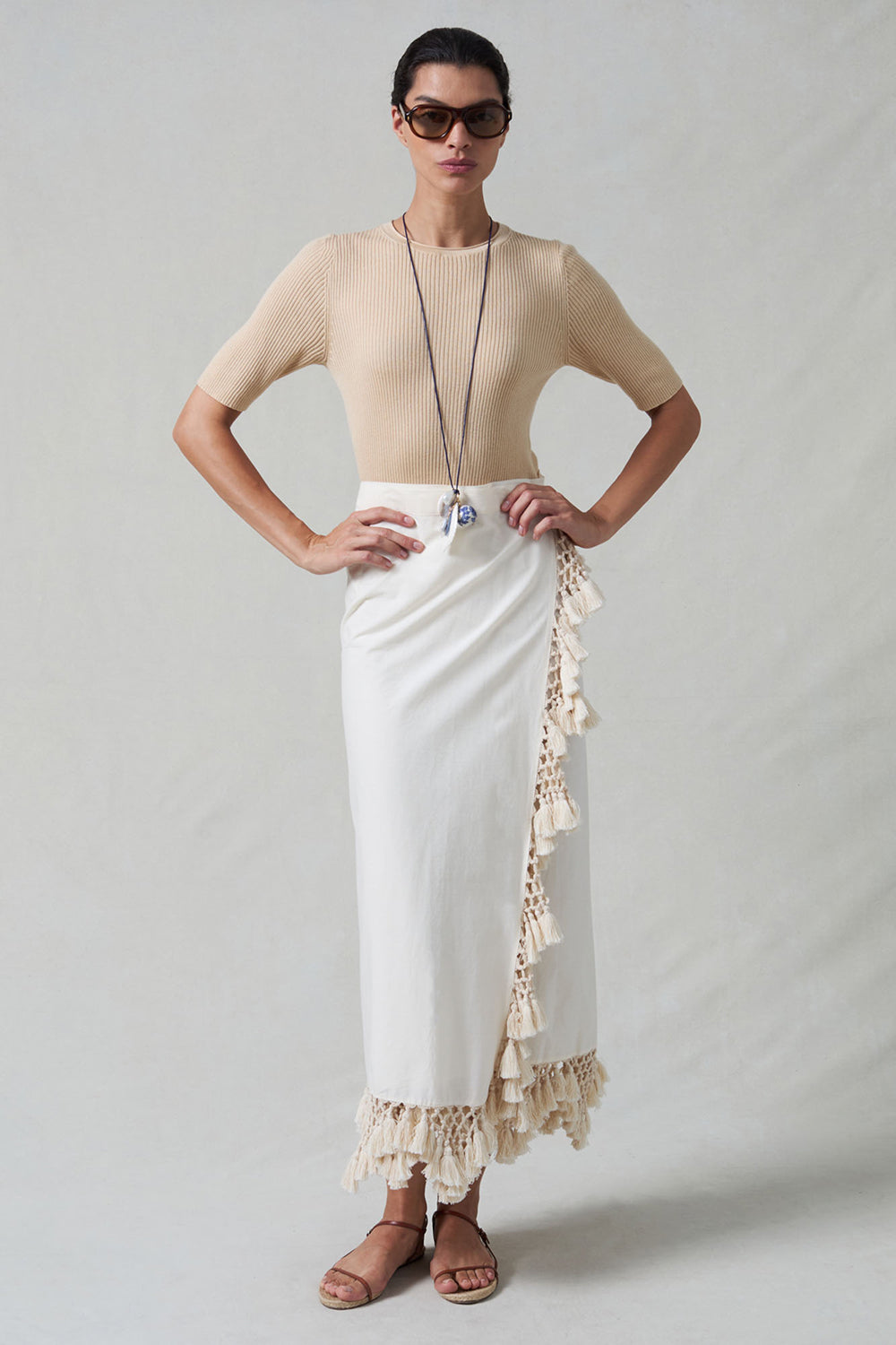 Capri Crocheted Wrap Skirt Natural – Chan Luu
