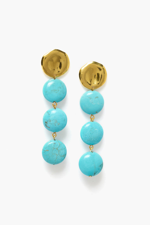 Four Tiered Coin Earrings Turquoise