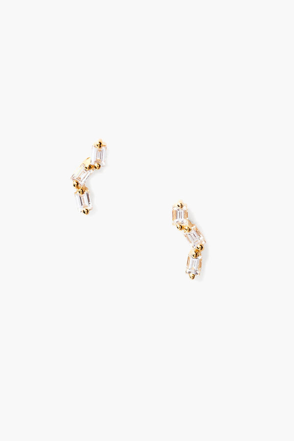 14k Diamond Trinity Earrings Yellow Gold