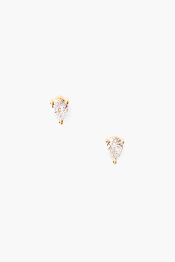 14k Diamond Pear Earrings Yellow Gold