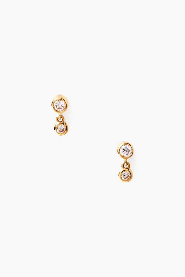 14k Diamond Trapeze Earrings Yellow Gold