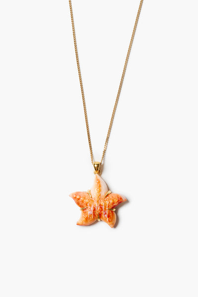 Starfish Pendant Necklace Orange