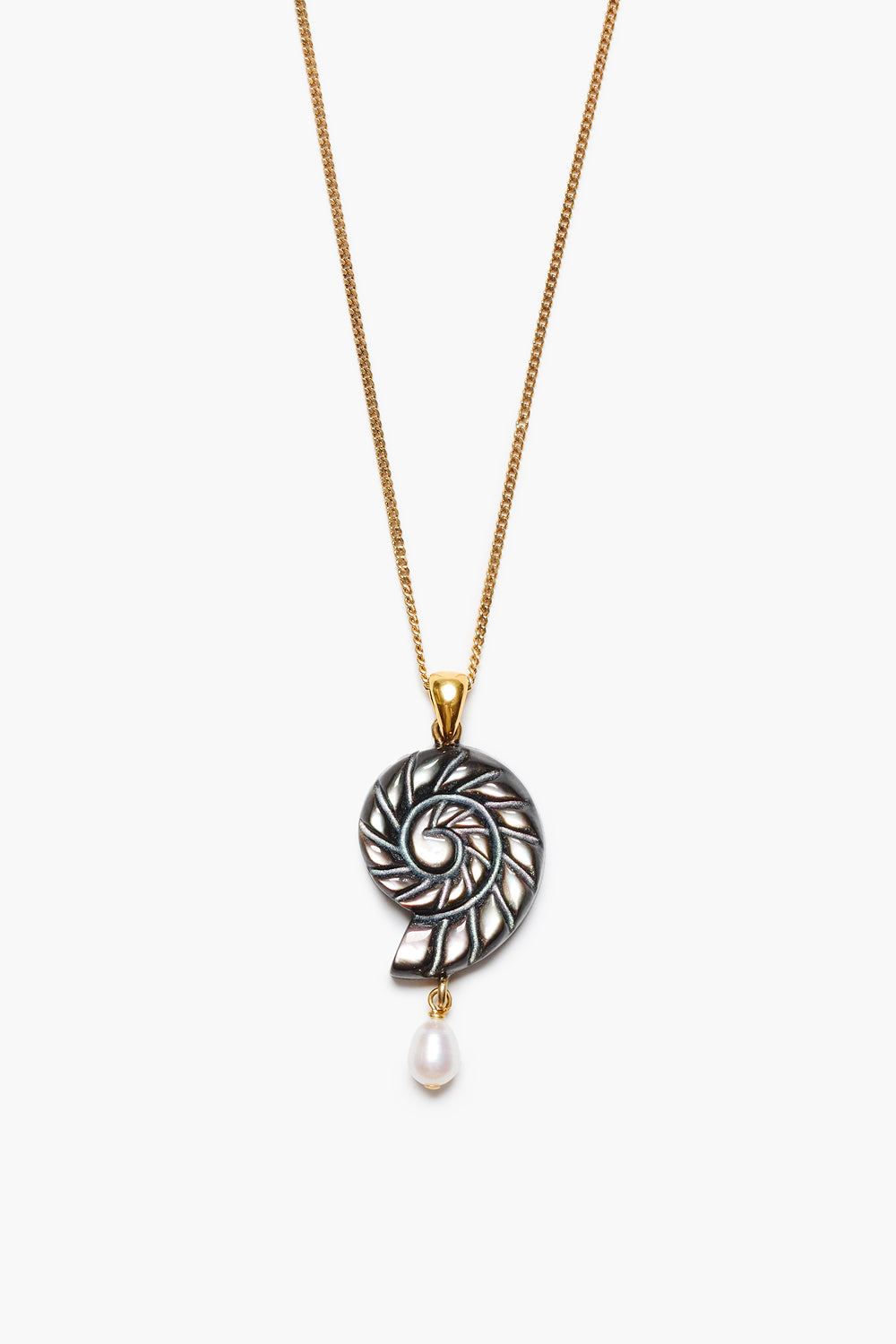 まる-CHAN  Nautilus Pendant Necklace Black MOP – Chan Luu