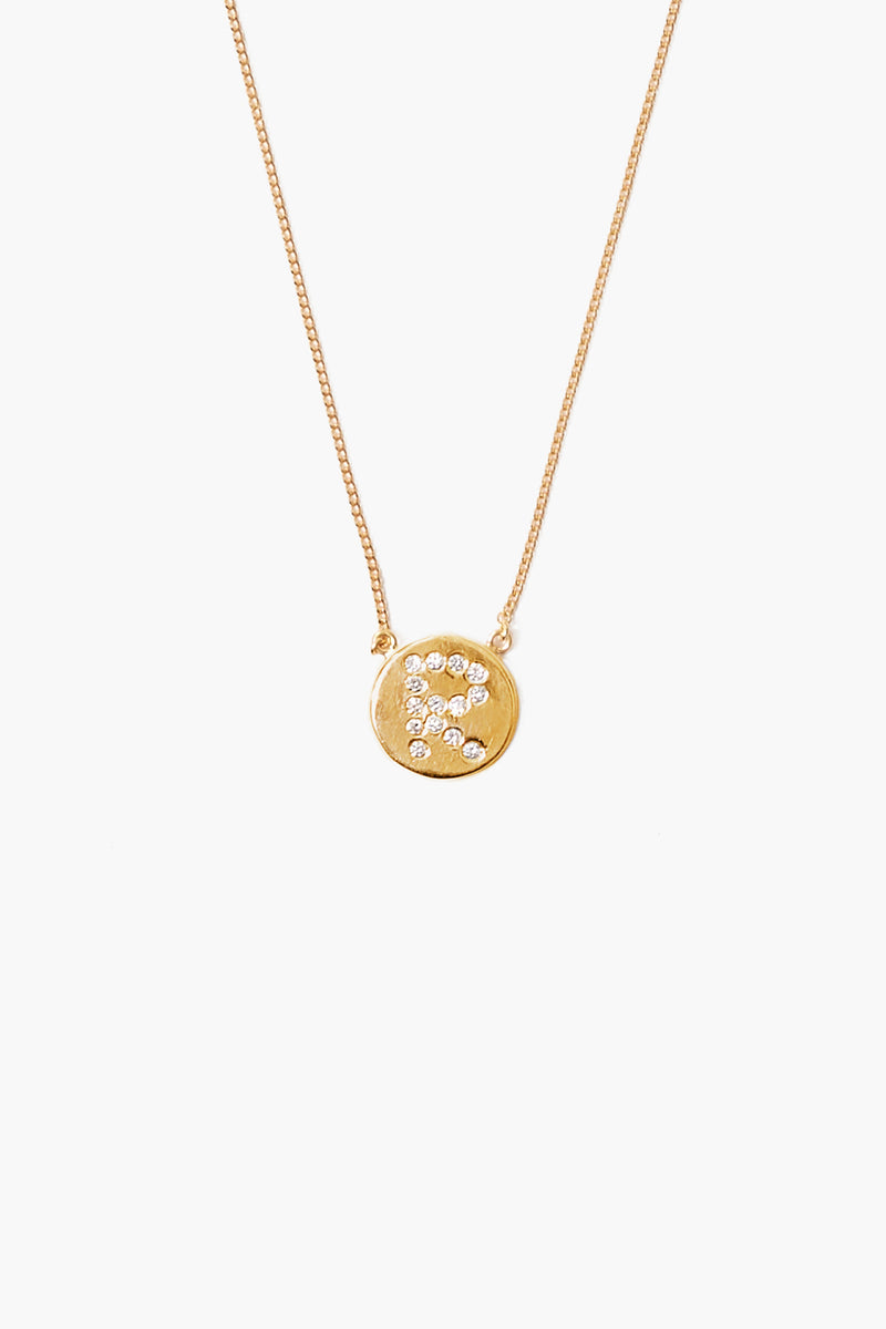 Diamond Initial Coin Necklace Gold