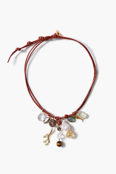 Romy Leather Charm Necklace Red