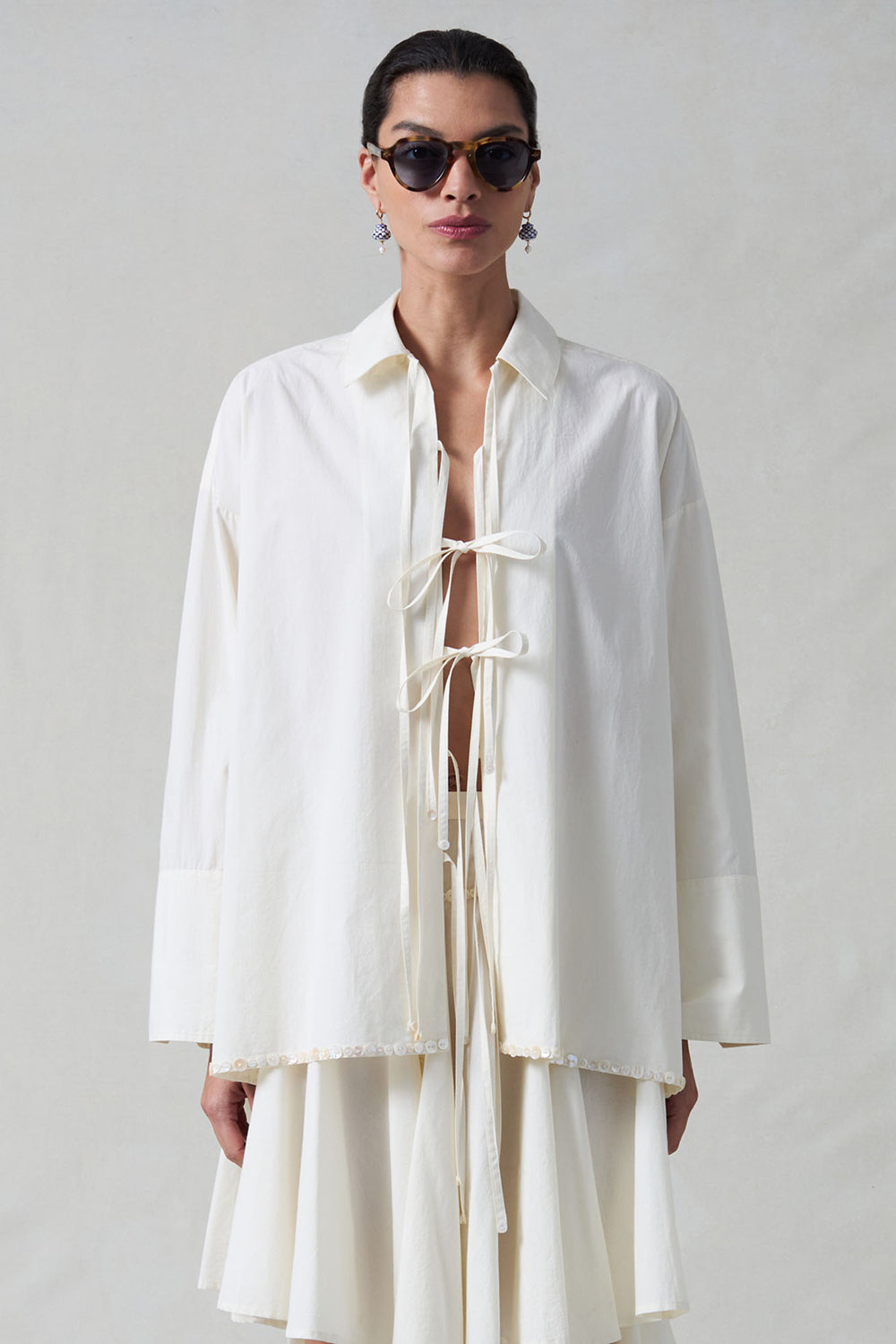 Shoelace Shirt Ivory – Chan Luu