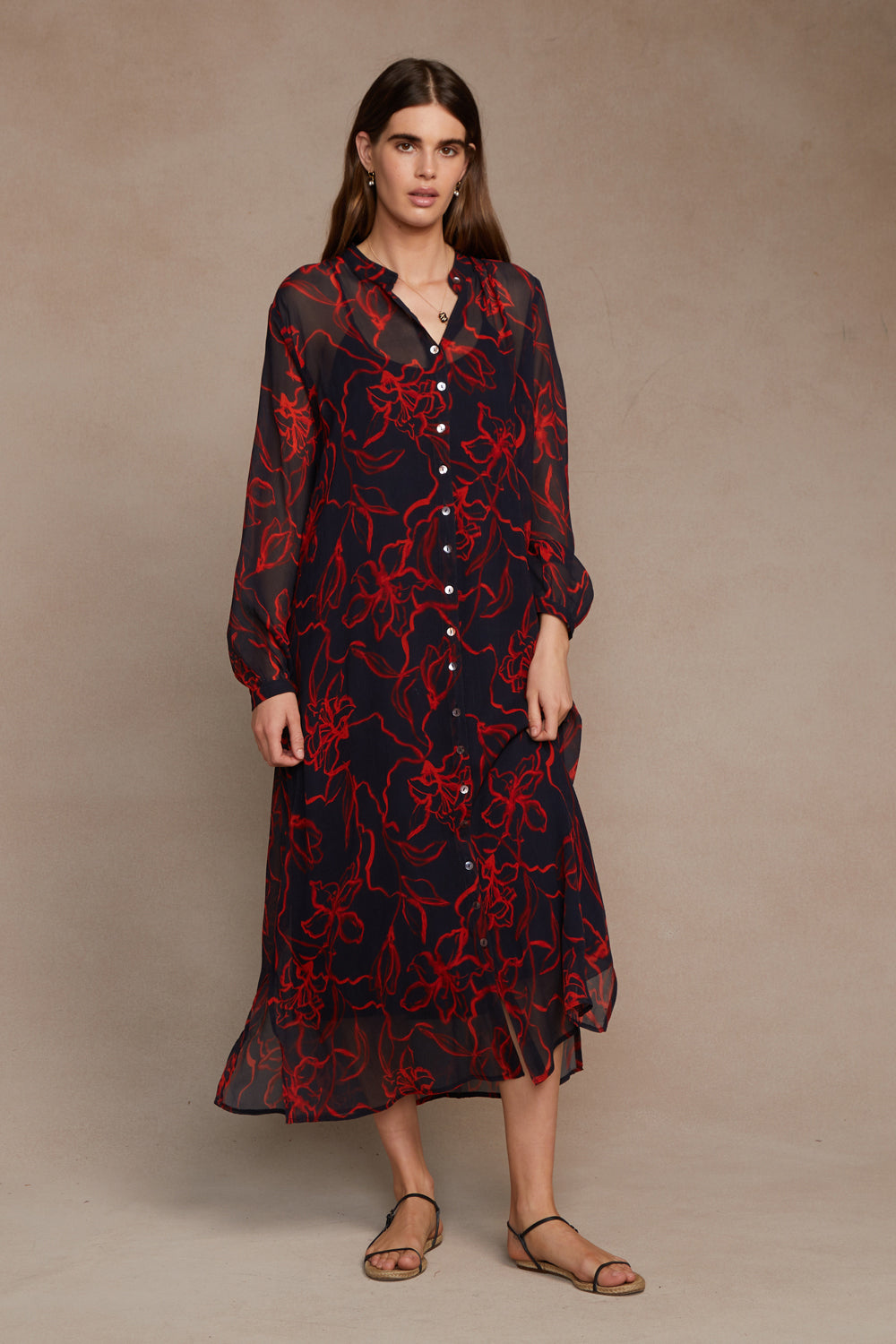 Eloise Abstract Floral Dress Dark Sapphire Chan Luu