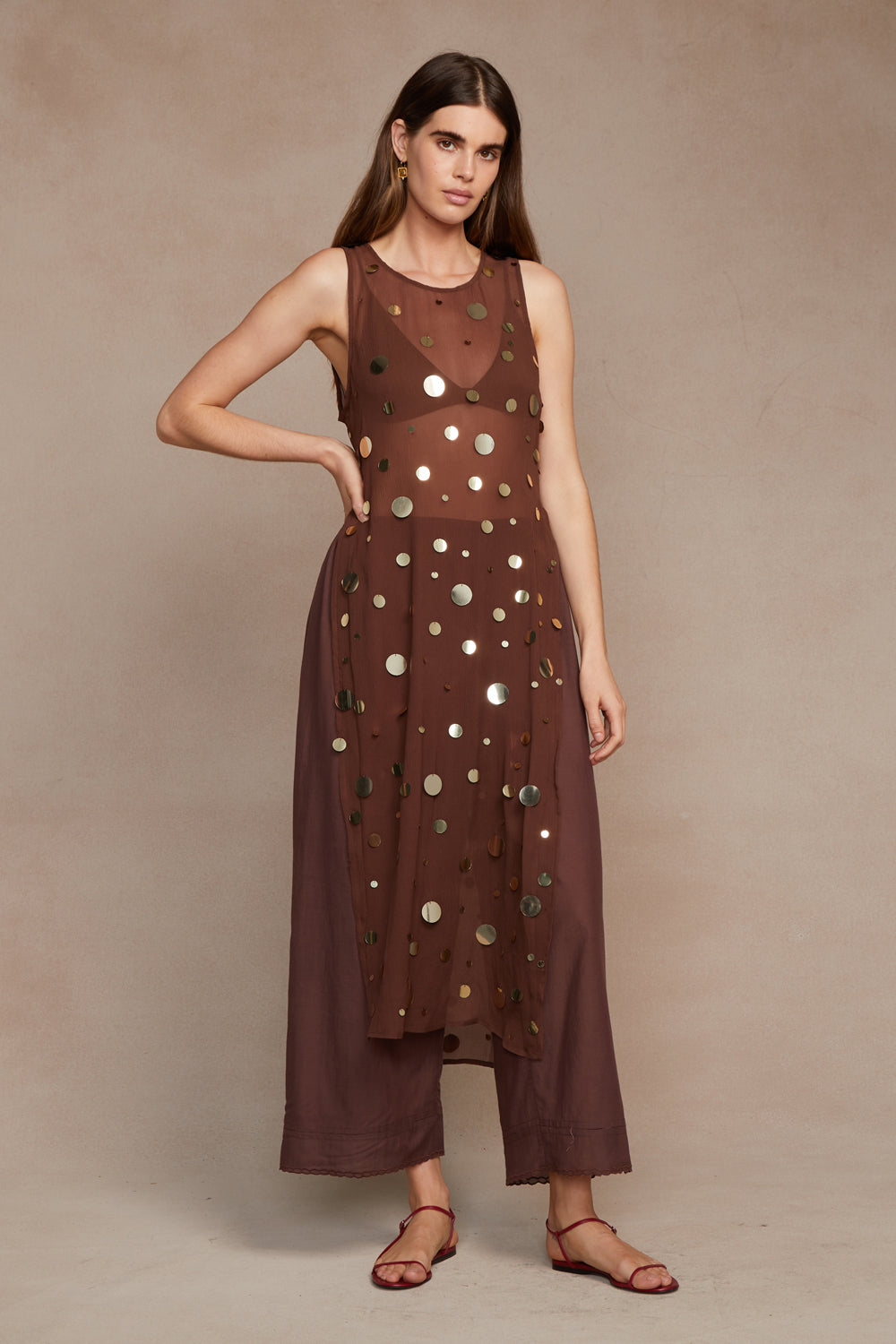 Serena Sequin Tunic Walnut Chan Luu