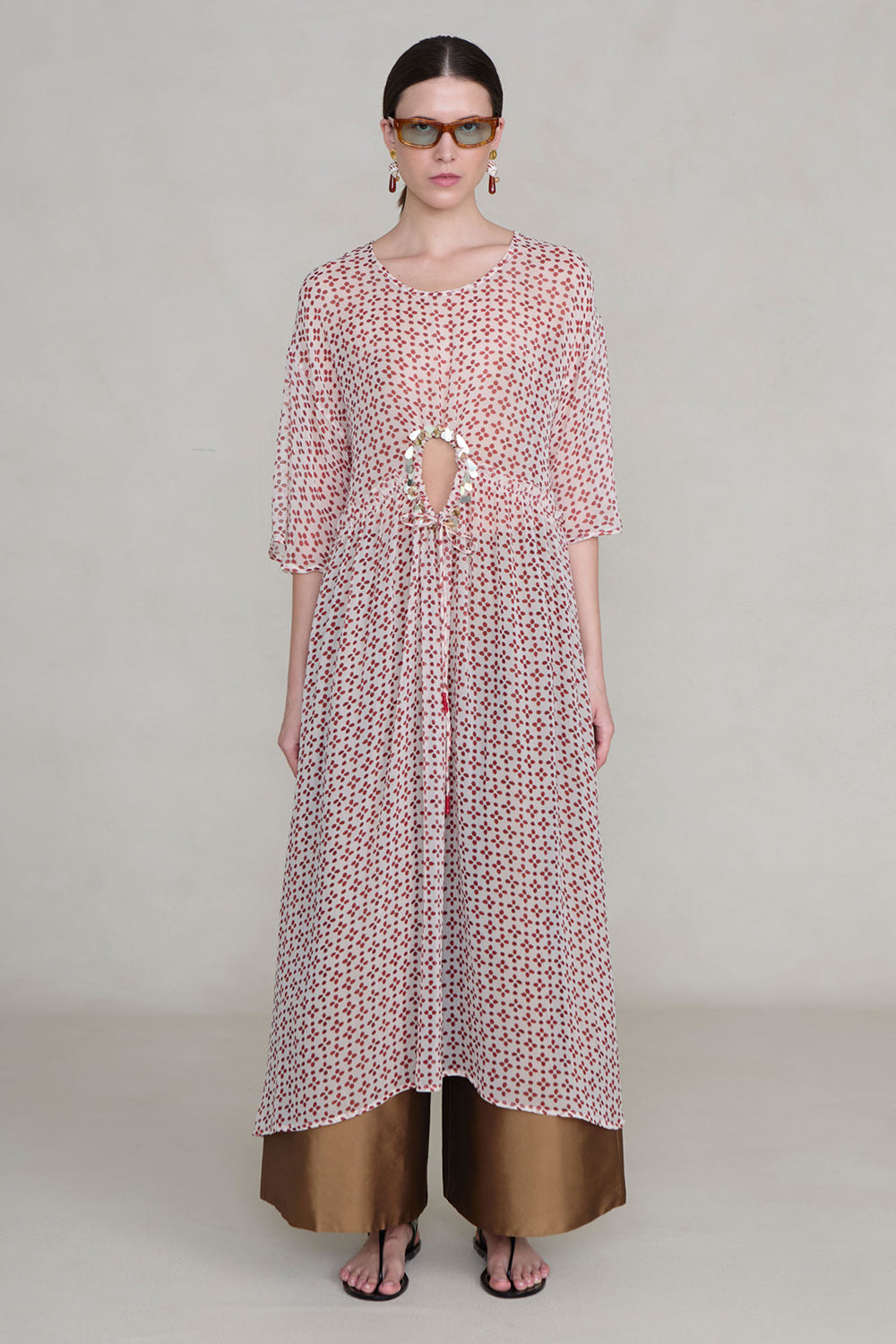 Cutout Sequin Chiffon Tunic PINK SAND by Chan Luu