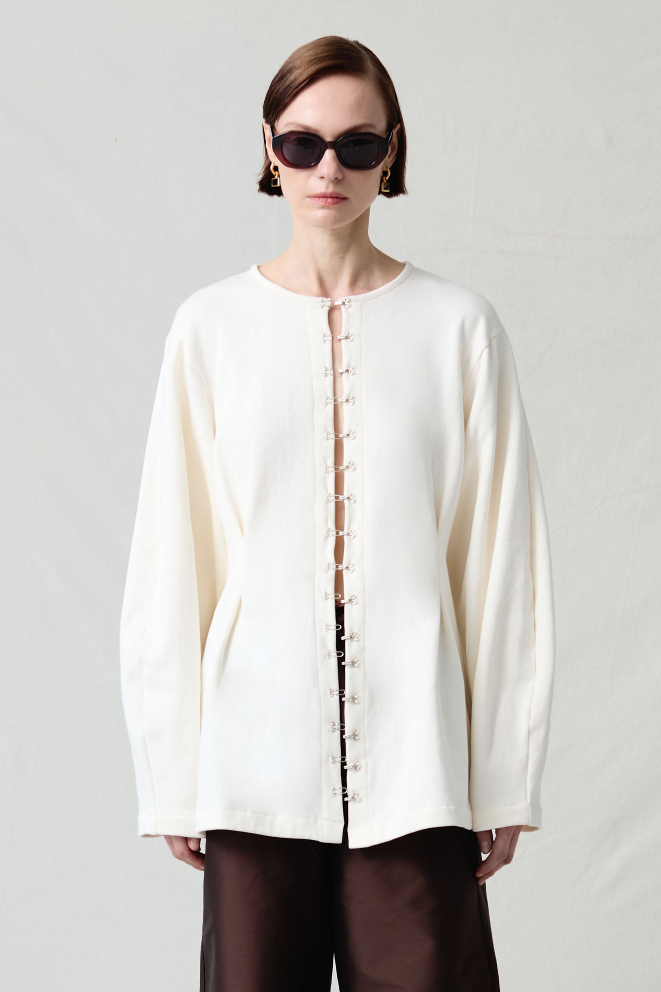 Pinch Waist Cardigan Ivory – Chan Luu