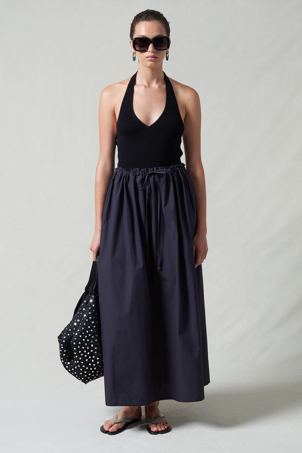 Poplin Column Skirt Midnight Navy – Chan Luu