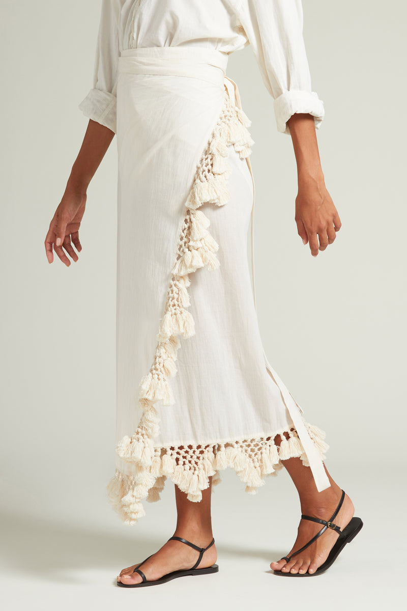 Capri Crocheted Wrap Skirt Natural