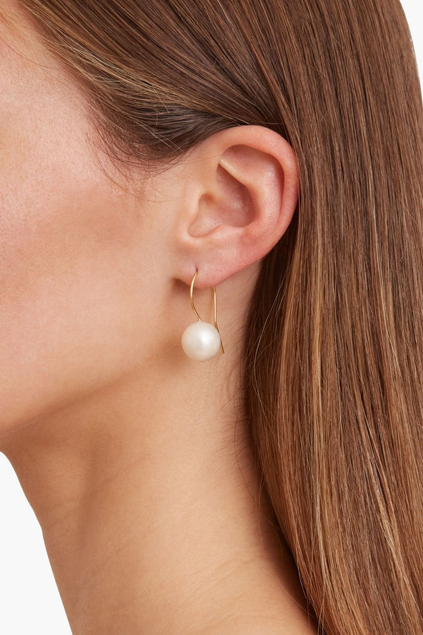 White Baroque Pearl and Gold Drop Earrings