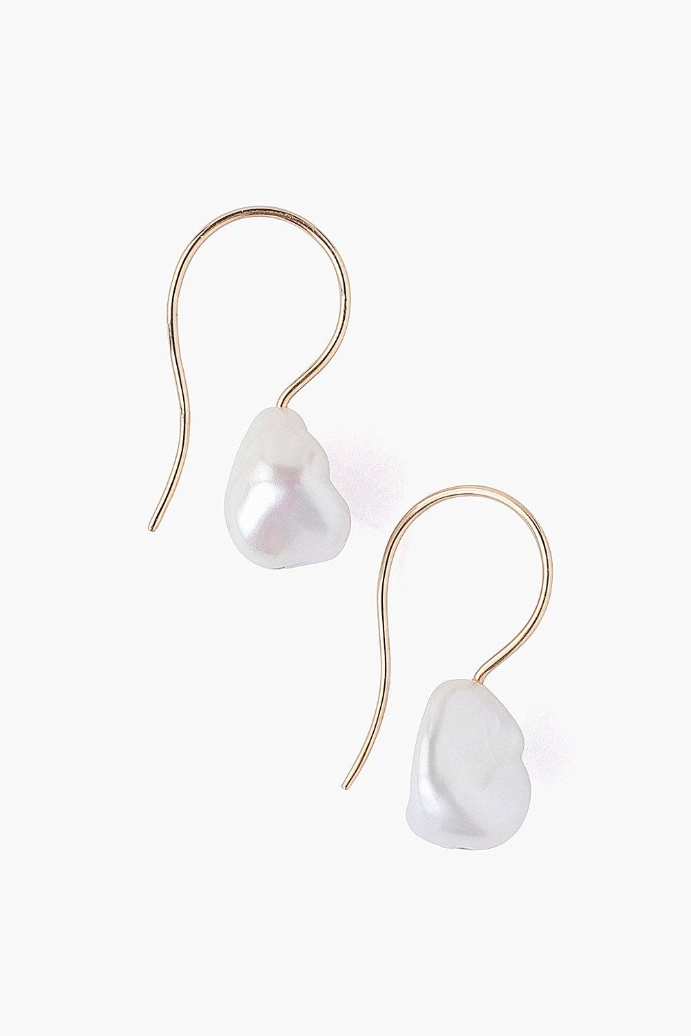 Two Tiered White Keshi Pearl Earrings by Chan Luu | Gold/White Pearl