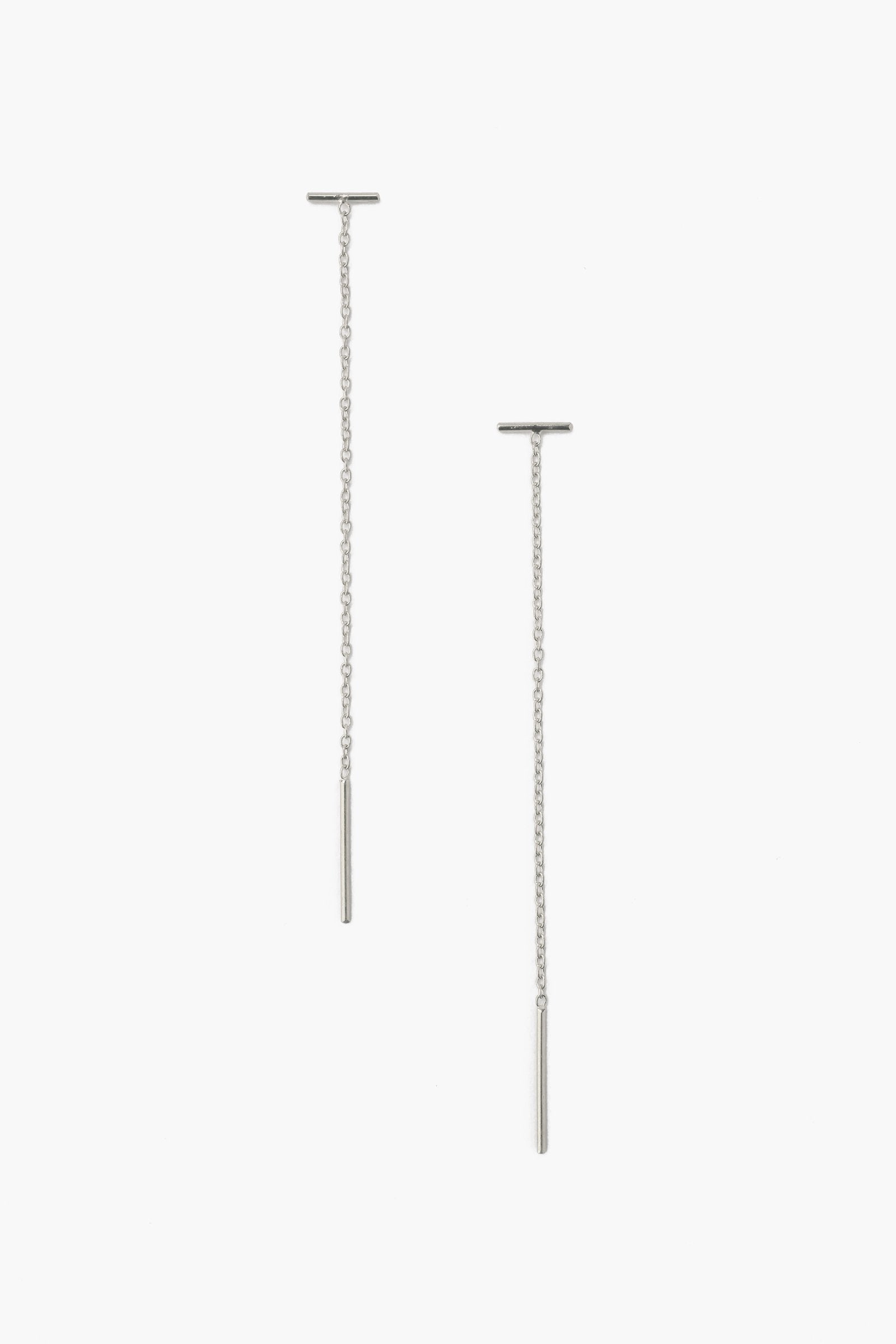 Silver Bar Chain Thread Earrings Chan Luu