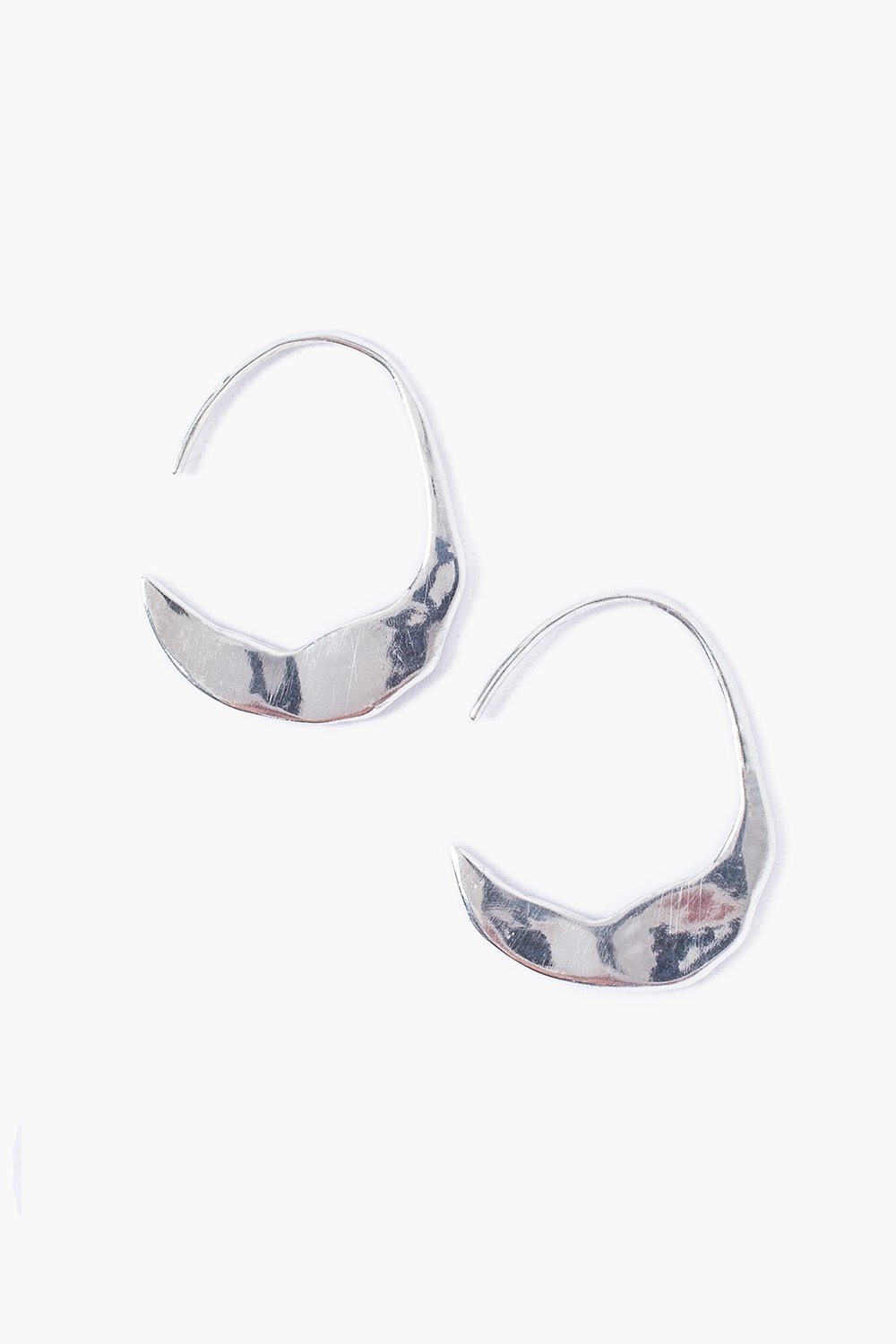 Petite Silver Crescent Moon Hoops – Chan Luu