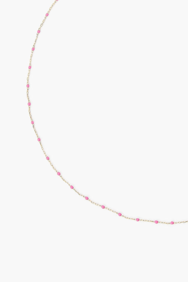 Pink Rose Enamel Bead Necklace
