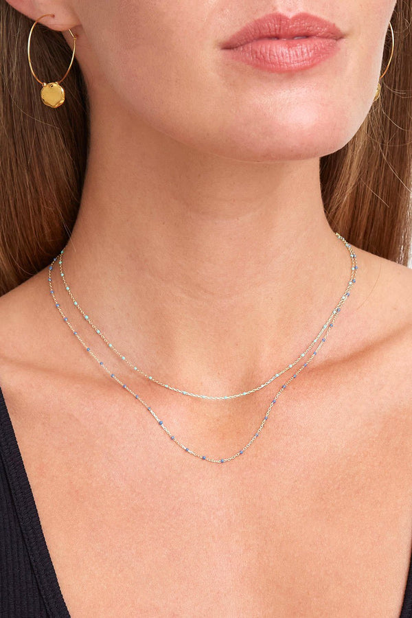 Stone Blue Enamel Bead Necklace