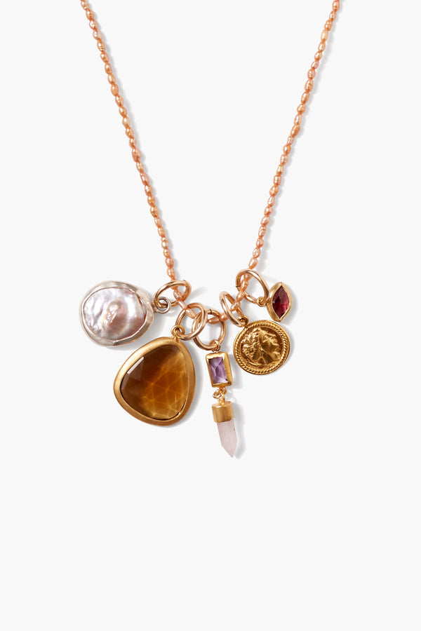 Hypatia Charm Necklace Champagne Pearl Mix