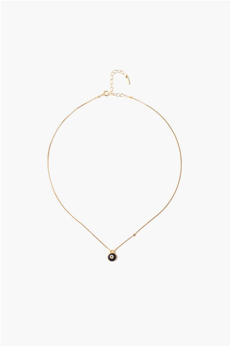 Black Evil Eye Necklace With Champagne Diamond