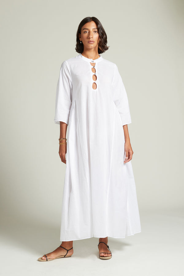 Anokhi Keyhole Dress White