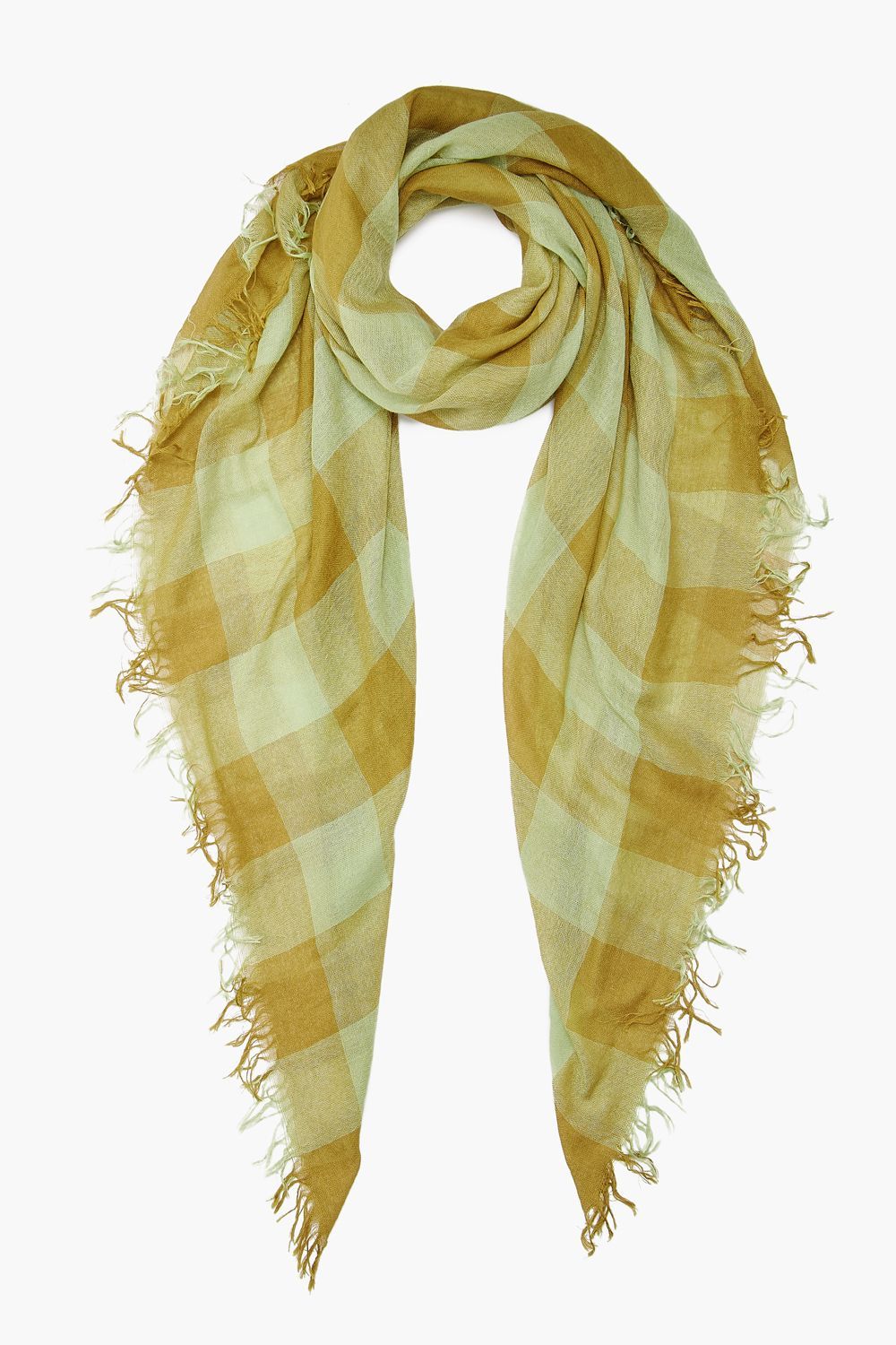 Tarragon Gingham Cashmere and Silk Scarf Chan Luu