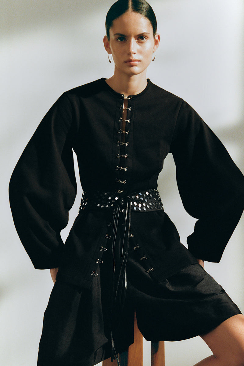 Ultra Wide Waist Belt Black Mirror