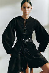 Ultra Wide Waist Belt Black Mirror