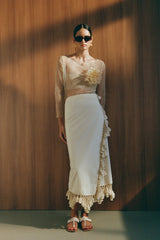 Capri Crocheted Wrap Skirt Natural