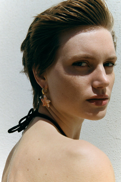 Starfish Hoop Earrings Orange