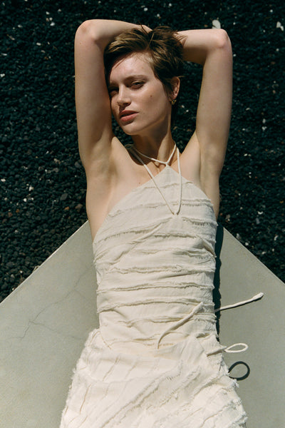 Million Strip Napkin Halter Top Natural