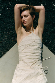 Million Strip Napkin Halter Top Natural