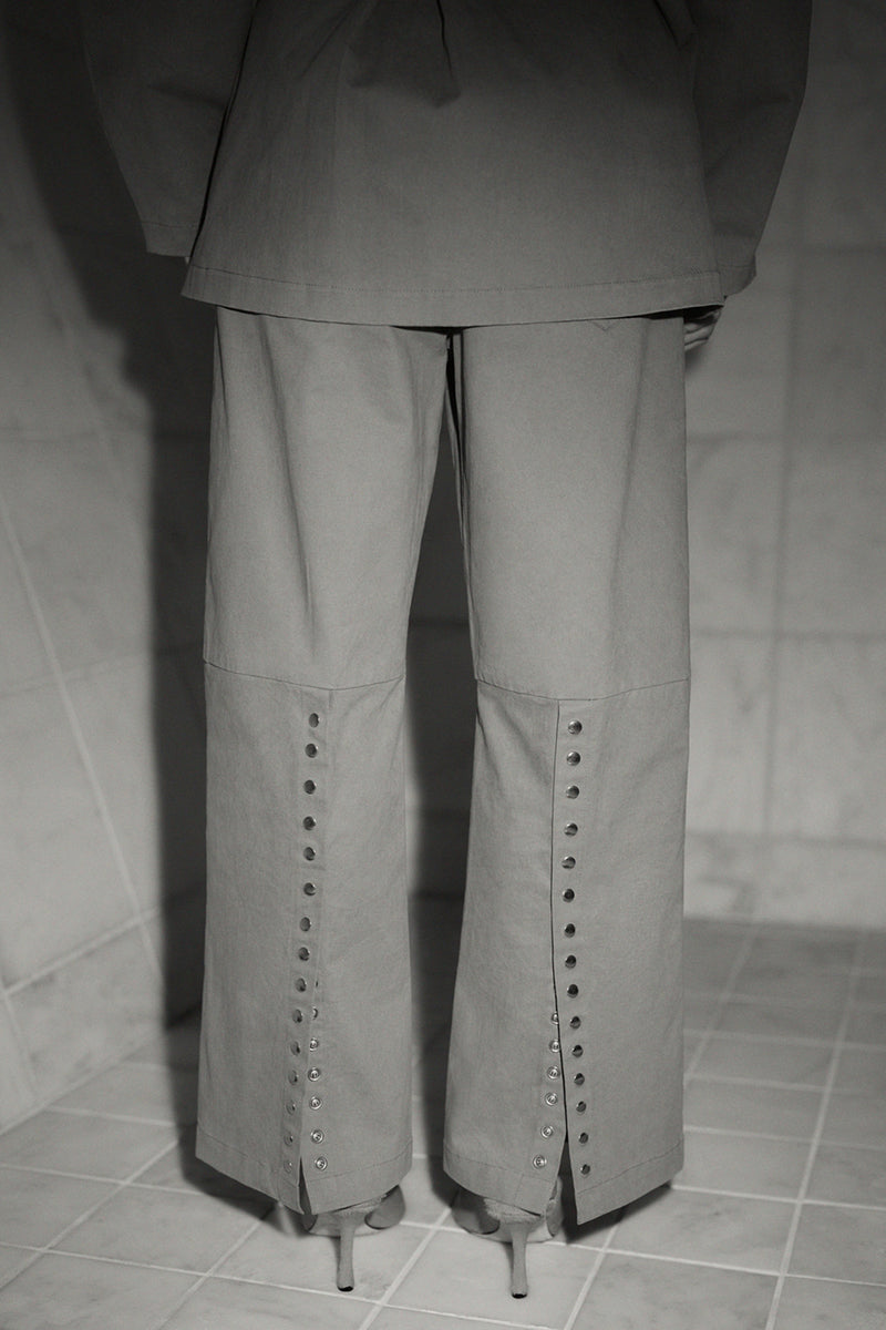 Back Snap Straight Leg Pant Bone
