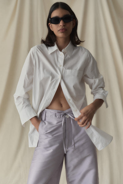 Techno Taffeta Barrel Pant Lilac