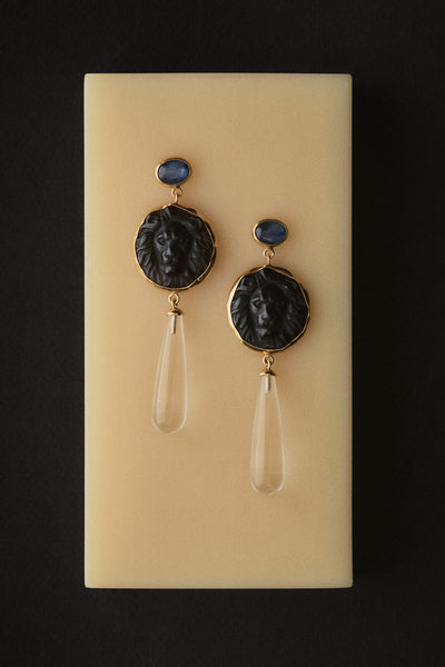 Leon Earrings Black Obsidian
