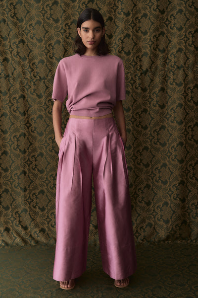 Techno Taffeta Ultra Wide Leg Trouser Orchid
