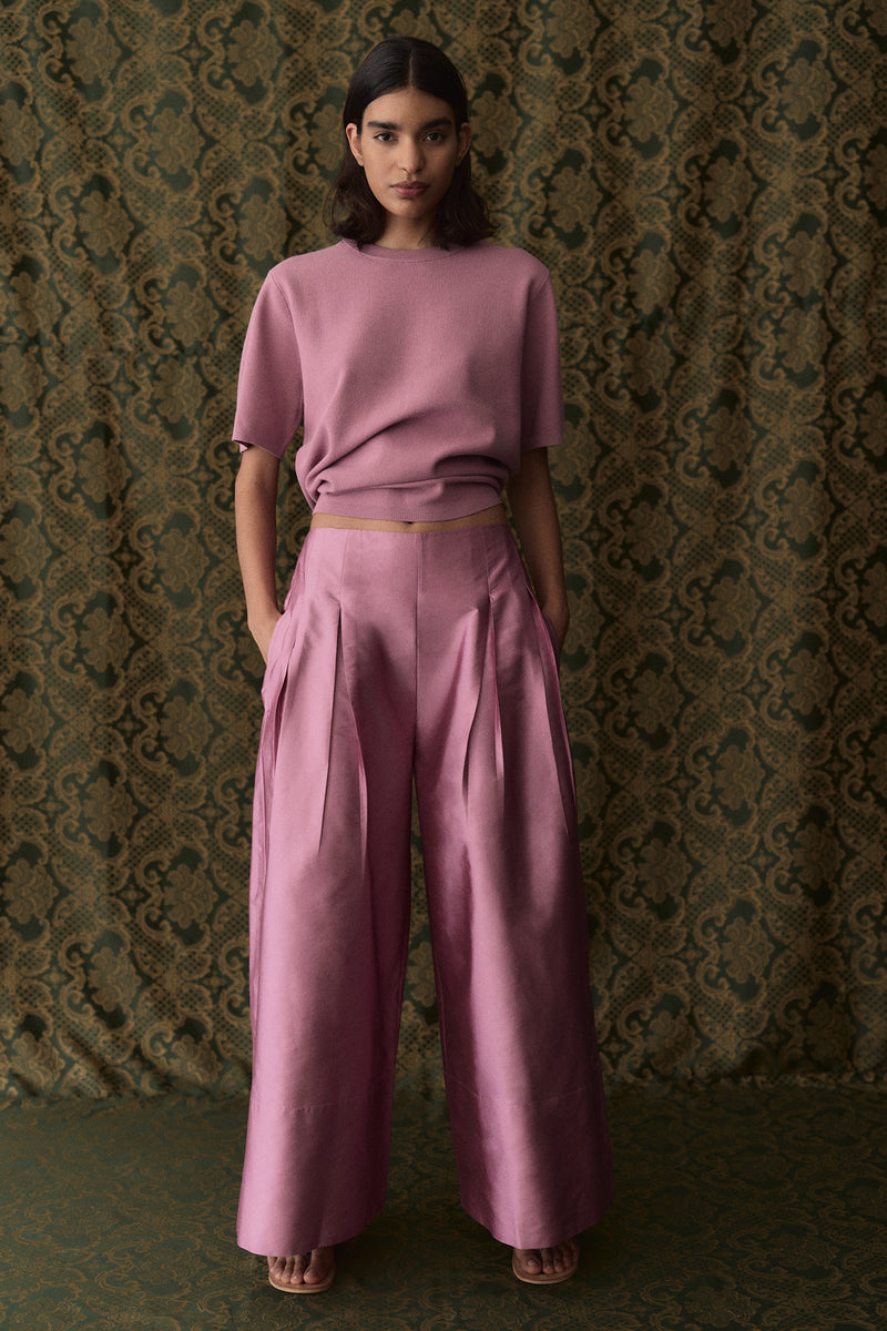 Techno Taffeta Ultra Wide Leg Trouser Orchid