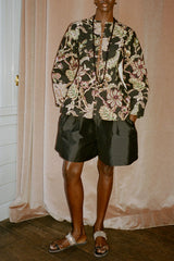 Pinch Waist Cardigan Black Jacquard
