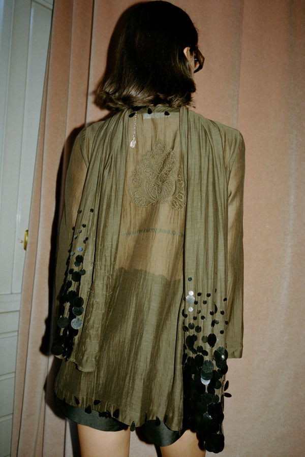 Sequin Cotton Silk Scarf Earth