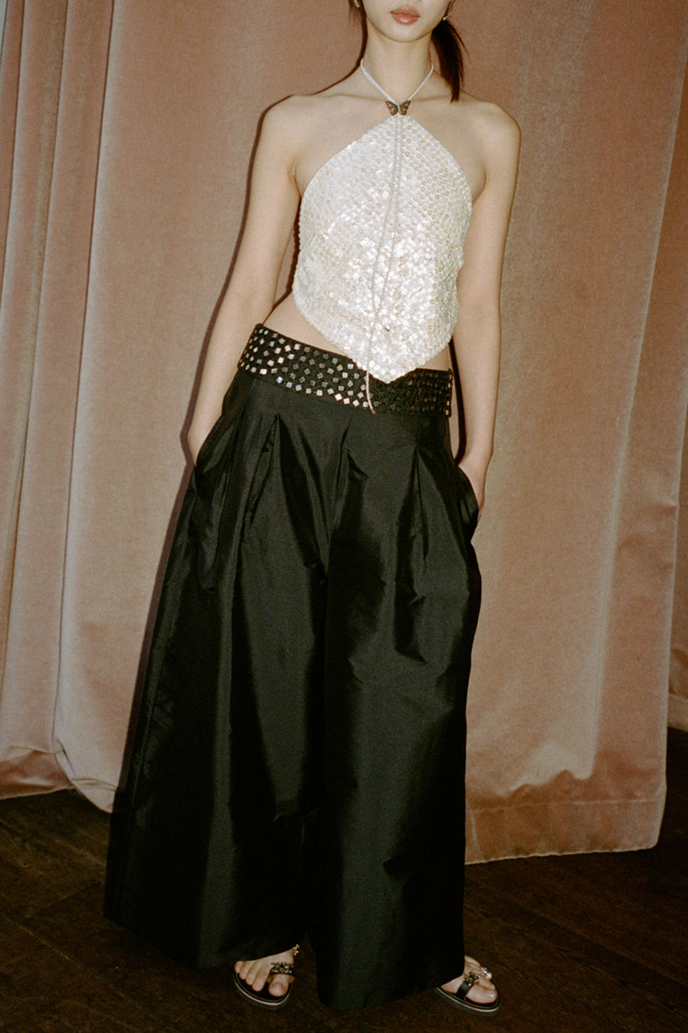 Ultra Wide Waist Belt Black Mirror