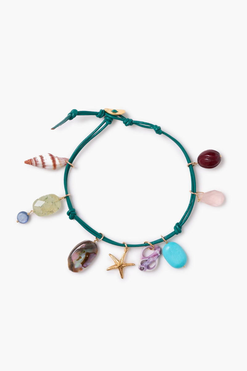 Cora Charm Anklet Teal