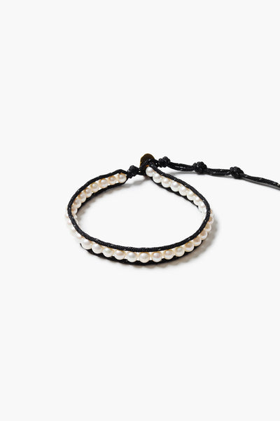 Paracord Wrap Anklet White Pearl