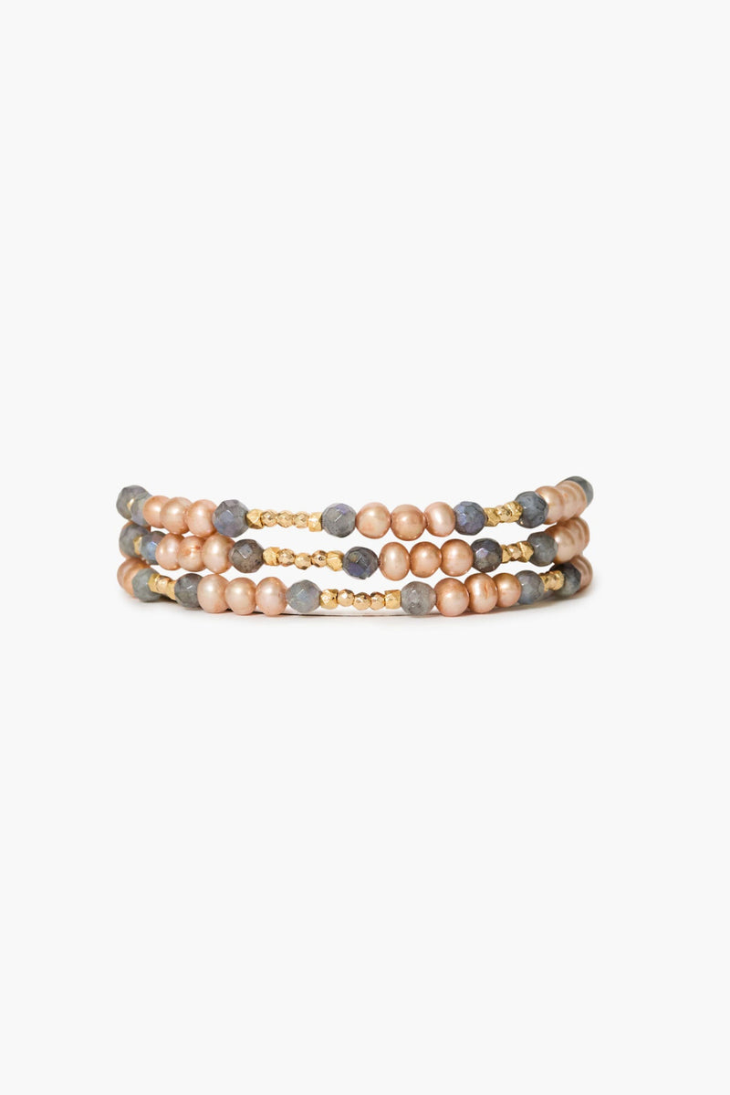 Antica Triple Naked Wrap Bracelet Champagne Pearl