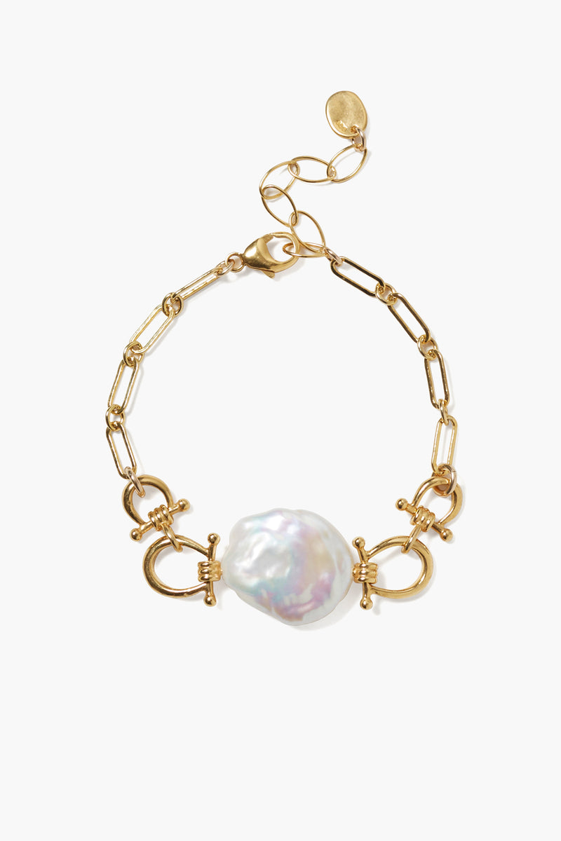 Cheval Bracelet Gold White Pearl