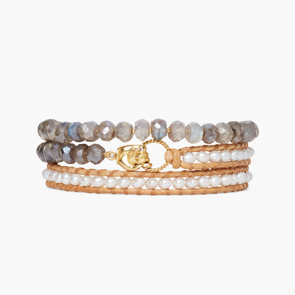 Mano Triple Wrap Bracelet White Pearl Mix Chan Luu