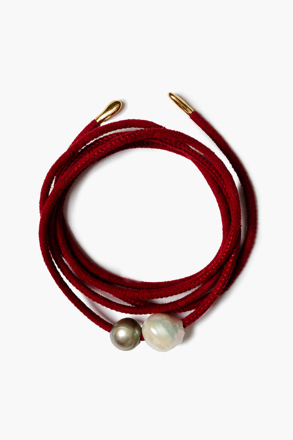 Vanya Leather Wrap Bracelet Red